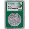 Image 1 : 2017 $1 American Silver Eagle Coin NGC MS70 Early Releases Green Core