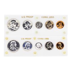 Lot of 1955-1956 (5) Coin Proof Sets
