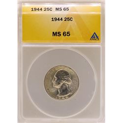 1944 Washington Silver Quarter Coin ANACS MS65