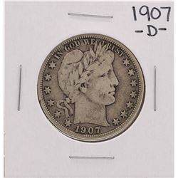 1907-D Barber Half Dollar Silver Coin