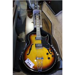 SUNBURST JAZZ ELECTRIC GUITAR IN HARD SHELL CASE