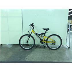 BLACK AND YELLOW CARRERA FULL SUSPENSION 21 SPEED MOUNTAIN BIKE