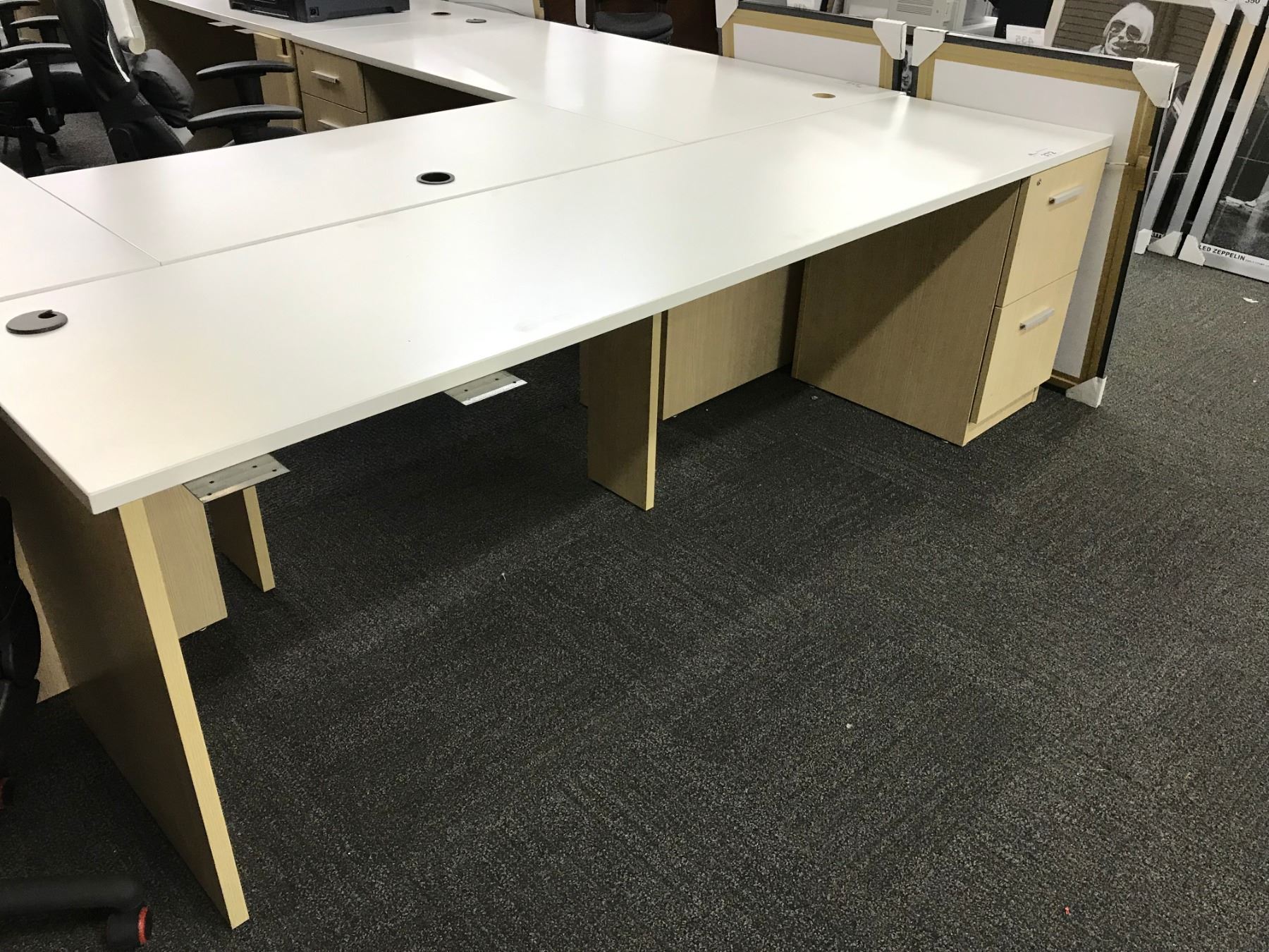 Steelcase Computer Table STEELCASE 8 X 2' SINGLE PEDESTAL COMPUTER DESK