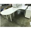 Image 2 : WHITE HAWORTH RIGHT HAND BULLET TOP COMPUTER DESK COMES WITH MOBILE PEDESTAL