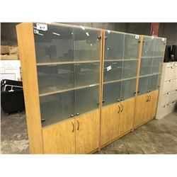 MAPLE AND FROSTED GLASS 6' CABINET