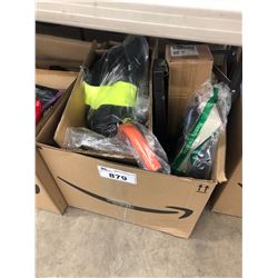 BOX LOT OF ASSORTED HOUSEHOLD PRODUCTS/ELECTRONICS AND MORE