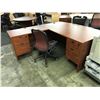 Image 2 : CHERRY BOW FRONT L-SHAPE EXECUTIVE DESK