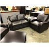 Image 2 : BROWN 3 SEAT SOFA COMES WITH 2 SEAT LEATHER LOVE SEAT AND ARM CHAIR