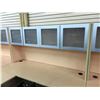 Image 3 : MAPLE 6X6' L-SHAPE COMPUTER DESK COMES WITH FROSTED GLASS FRONT OVERHEAD HUTCH AND 3 DRAWER MOBILE