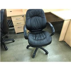 BLACK LEATHER CAPRIS MID BACK EXECUTIVE CHAIR