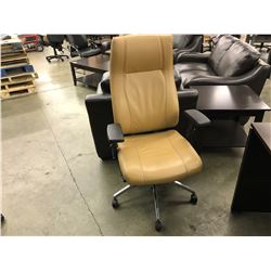 TAN LEATHER HI BACK EXECUTIVE CHAIR