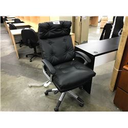 BLACK LEATHER TUFTED HI BACK EXECUTIVE CHAIR