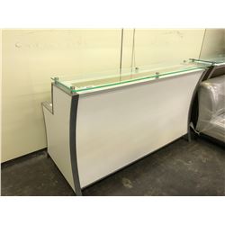 WHITE GLASS TOP 6' BAR