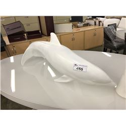 LARGE WHITE JUMPING DOLPHIN STATUE