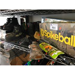 CHILDS TOY SHOTGUN, ASSORTED FOOTWEAR, THERMACELL HEATED INSOLES, SPIKEBALL SET, ETC