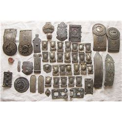 Lot Antique Caucasus niello silver parts of buckles & belts