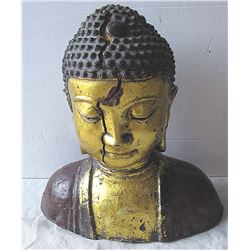 Antique Gilt and painted Bronze Buddha Bust