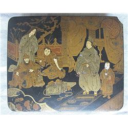 Japanese Antique Papier Mache Lacquer Box Meiji Period