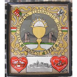 “XXXIV Congress Euharist Internat 1938 Budapest” painting on glass