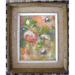 Mabel Brenner, USA artist, oil on canvas floral painting