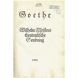 Goethe, Wilhelm Meisters theatralische Sendung, 1/275, 1921