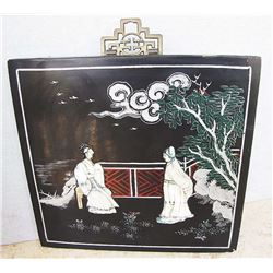 Antique Lacquer wooden Plaque with mother of pearls (Japan /China )
