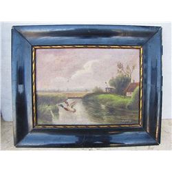 S.Schliom. Oil Painting, Landscape, Latvia, 19th Cen.