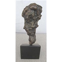An Old Abstract Patina Bronze Head of a Man 1/9