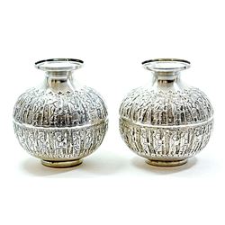 Persian Parvaresh Antique Silver 84 Pair of Vases,Epic Scenes