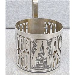 Russian Niello Silver 875 Glass Holder, “Kremlin”, Moscow, 1960s