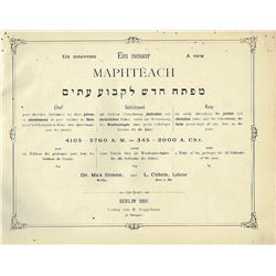 Ein neuer Maphteach M.Simon L.Cohen, 1st ed.1897, Berlin
