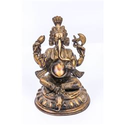 Sitting Gannash  - An old Indian high-quality bronze figurine