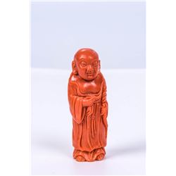 Buddha - Old red-orange coral figurine