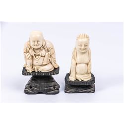 Buddha Laughing - Lot 2 antique figurines