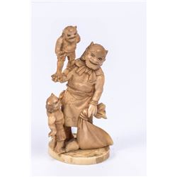 Three demons - an antique Okimono  figurine