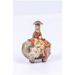 Chinese on a deer  - An antique Chinese snuff bottle