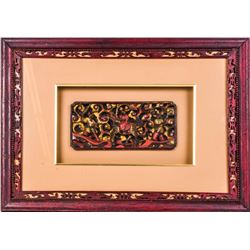 The emperor and his servants - an antique Chinese wood carving