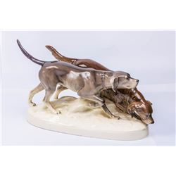 Two dogs - an antique Czech porcelain made by Royal Dux