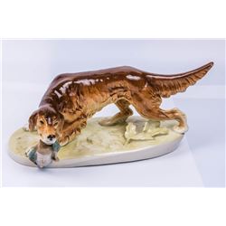 Dog hunting a Duck - Czech figure made by Royal Dux