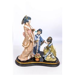 Nadal spanish porcelain group figurine in the shape of 3 Japanese women