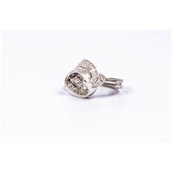 From the estate of the silversmith Mordechai Bekramos! 14k white gold ring in a modernist style made