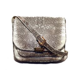 Trussardi Grey & White Ring Lizard Messenger Shoulder Bag