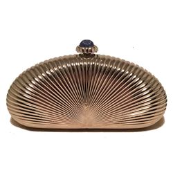 Judith Leiber Silver Metal Shell Evening Bag Clutch