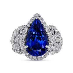 6.38ct Neon Blue Tanzanite 18K White Gold Ring