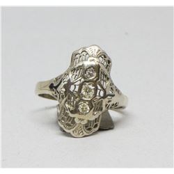 14K White Filigree style ring