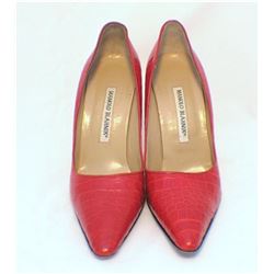 Manolo Blahnik Fire Engine Red Alligator Pumps