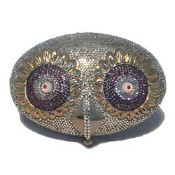 Judith Leiber Swarovski Crystal Owl Head Minaudiere Evening Bag