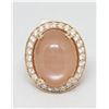 Image 1 : 14K Rose Gold Moon Stone Diamond Ring