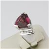 Image 2 : 14K White Gold Triangular shape Red Rubellite Ring
