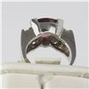Image 3 : 14K White Gold Triangular shape Red Rubellite Ring